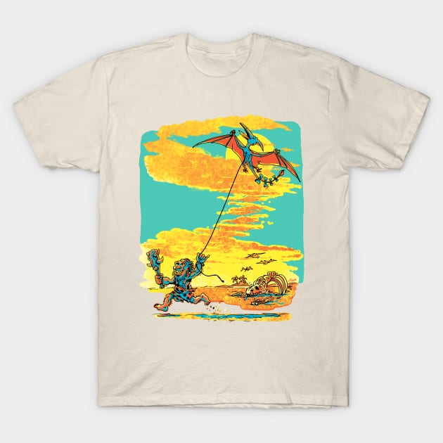 Go Fly a Kite Prehistoric Caveman T-Shirt by Mudge